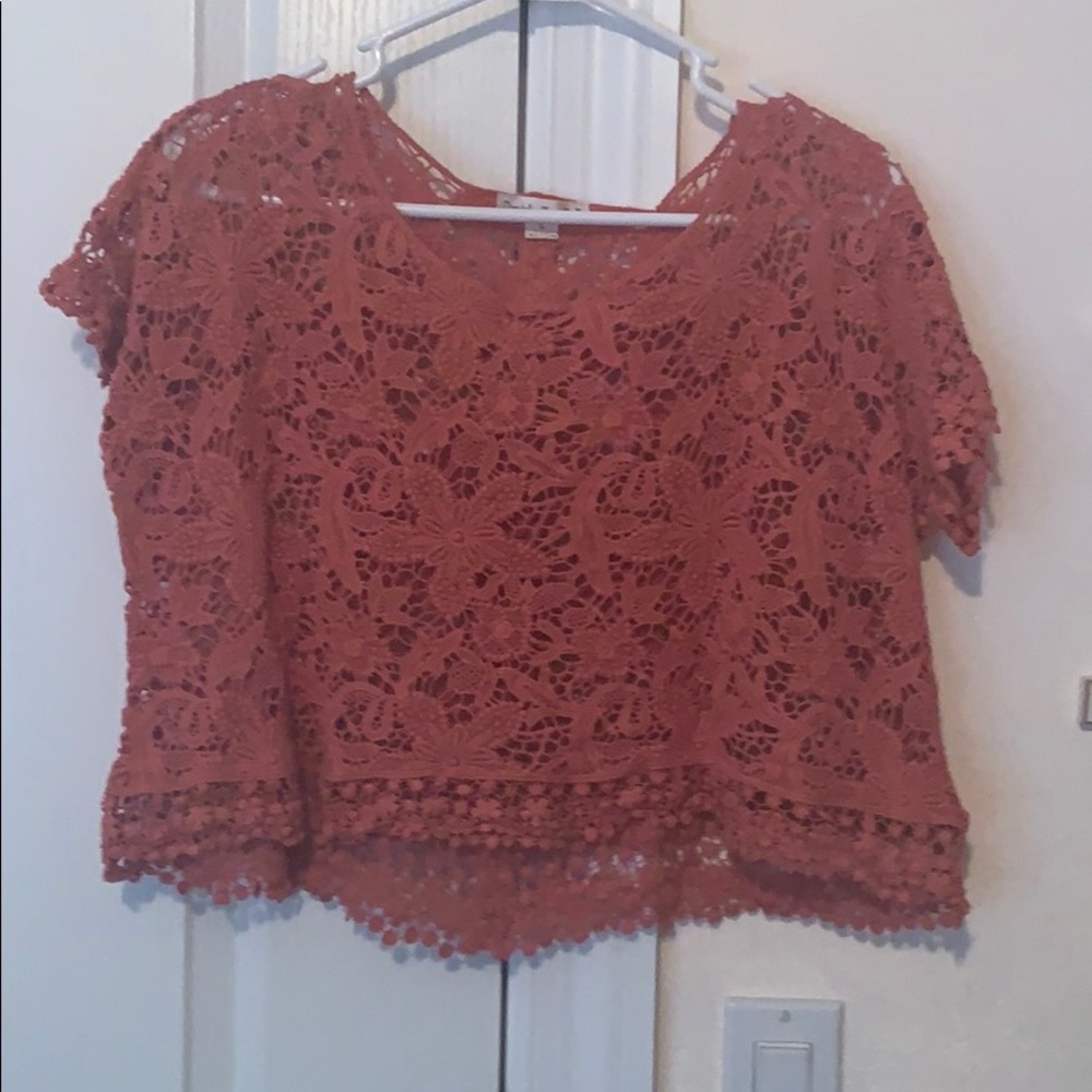 Coral Lace Crop Top